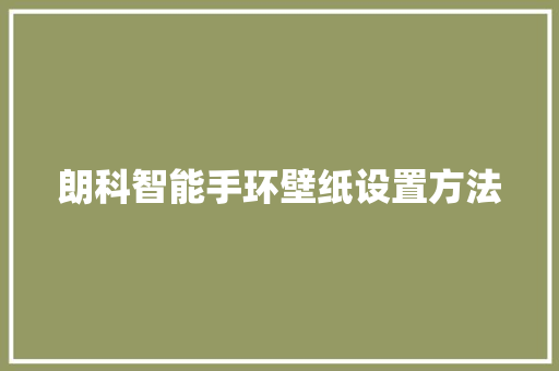 朗科智能手环壁纸设置方法