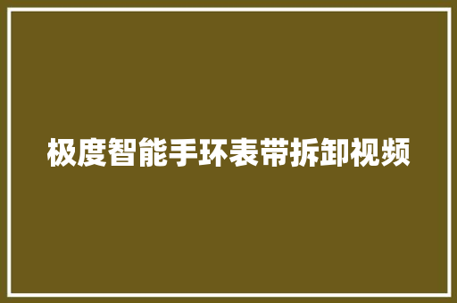 极度智能手环表带拆卸视频