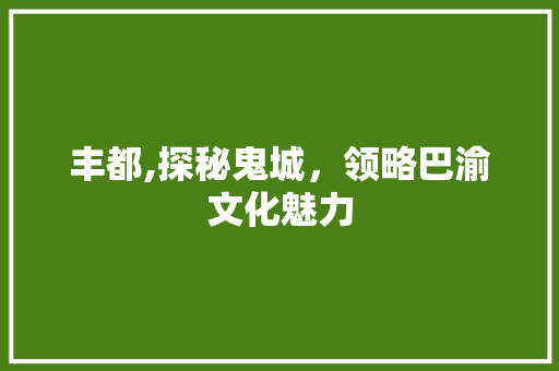 丰都,探秘鬼城，领略巴渝文化魅力