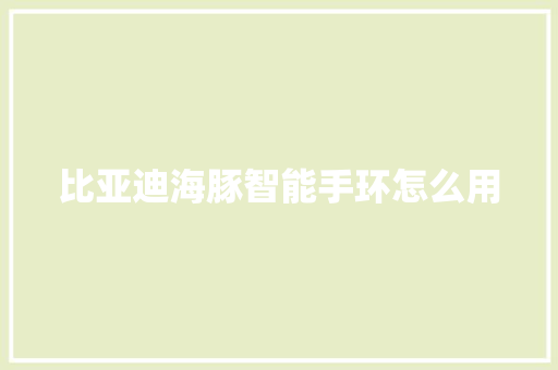 比亚迪海豚智能手环怎么用