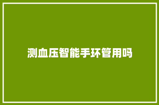 测血压智能手环管用吗