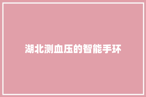 湖北测血压的智能手环