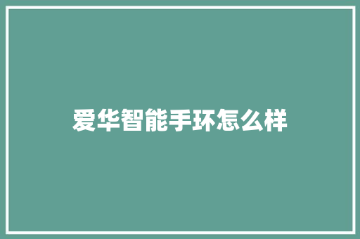 爱华智能手环怎么样