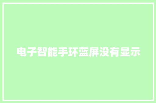 电子智能手环蓝屏没有显示
