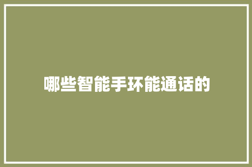 哪些智能手环能通话的