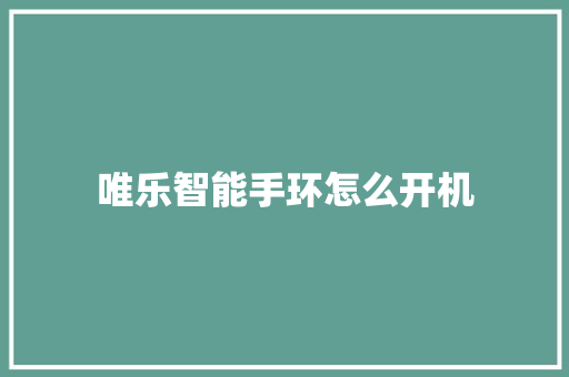 唯乐智能手环怎么开机