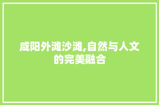 咸阳外滩沙滩,自然与人文的完美融合