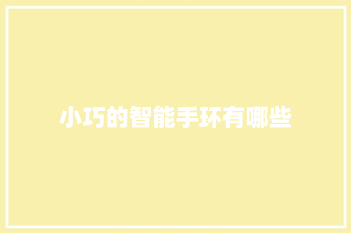 小巧的智能手环有哪些