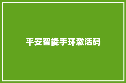 平安智能手环激活码  第1张