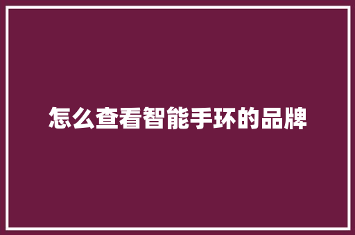 怎么查看智能手环的品牌