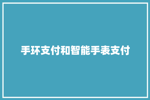 手环支付和智能手表支付