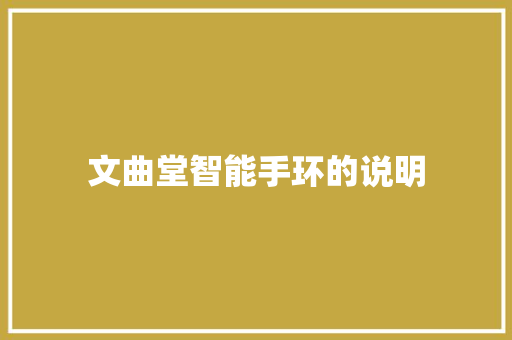 文曲堂智能手环的说明