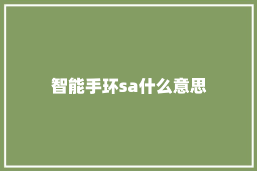 智能手环sa什么意思