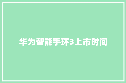 华为智能手环3上市时间