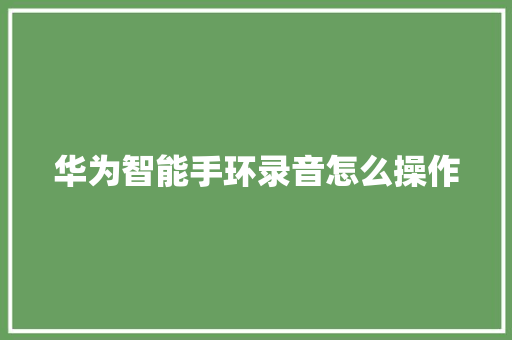 华为智能手环录音怎么操作