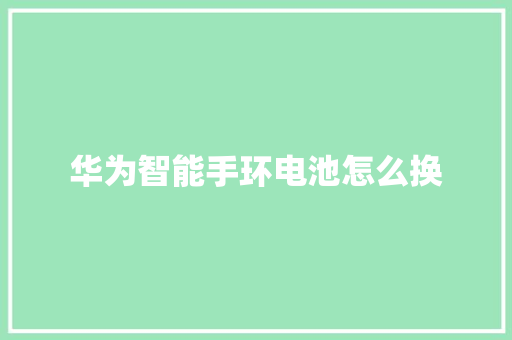华为智能手环电池怎么换