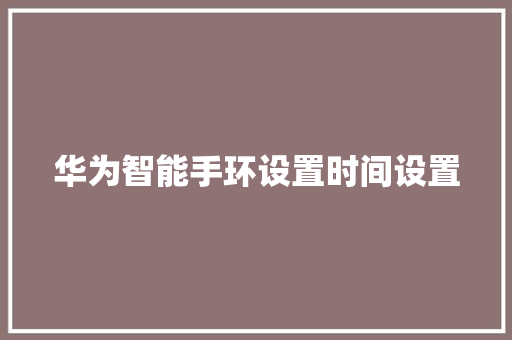 华为智能手环设置时间设置