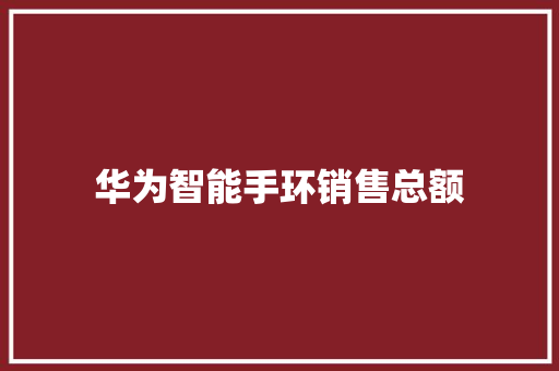 华为智能手环销售总额