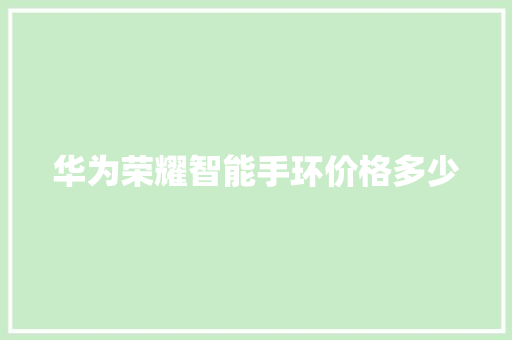 华为荣耀智能手环价格多少  第1张