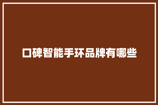 口碑智能手环品牌有哪些