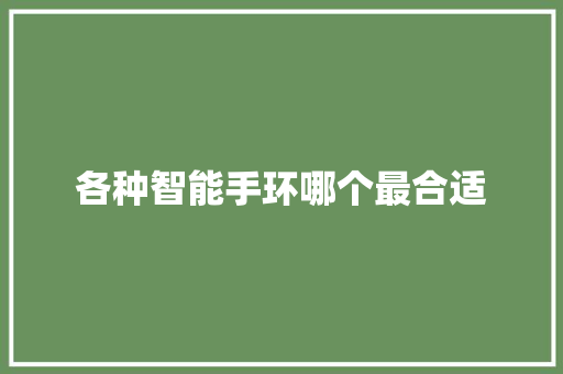 各种智能手环哪个最合适