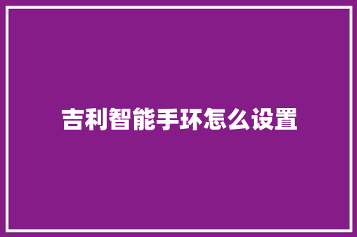 吉利智能手环怎么设置