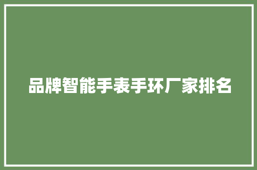 品牌智能手表手环厂家排名