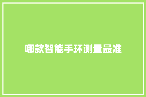 哪款智能手环测量最准