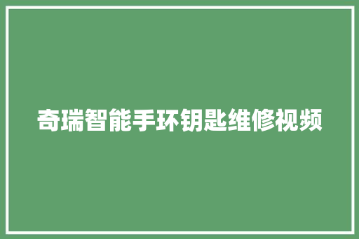 奇瑞智能手环钥匙维修视频