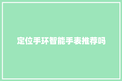 定位手环智能手表推荐吗
