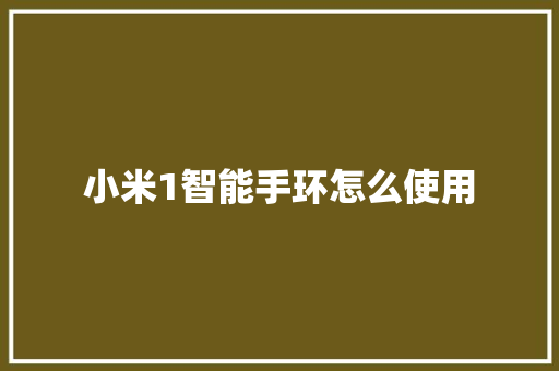 小米1智能手环怎么使用