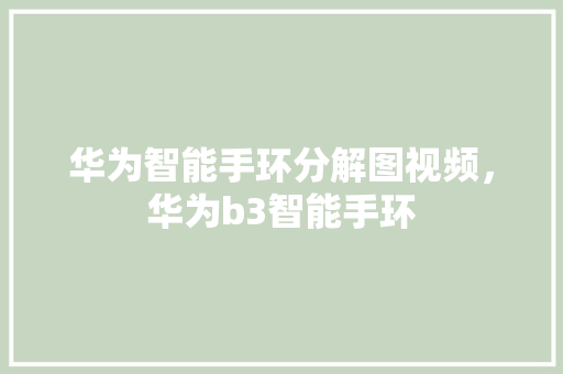 华为智能手环分解图视频，华为b3智能手环