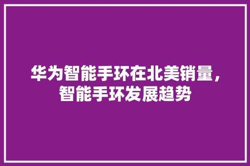 华为智能手环在北美销量，智能手环发展趋势