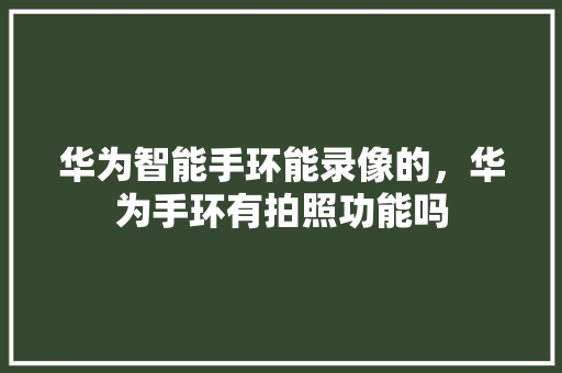 华为智能手环能录像的，华为手环有拍照功能吗