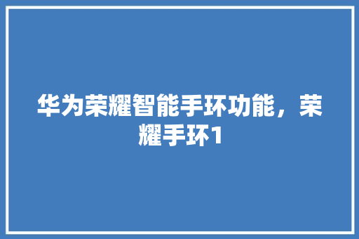 华为荣耀智能手环功能，荣耀手环1
