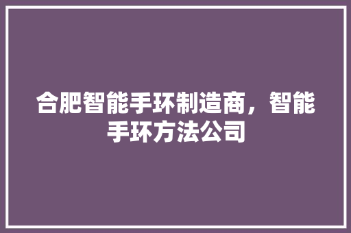 合肥智能手环制造商，智能手环方法公司  第1张