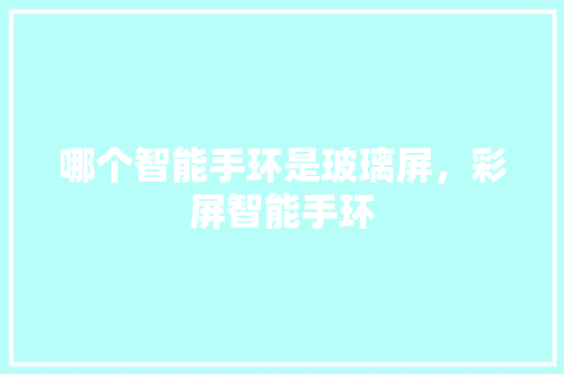 哪个智能手环是玻璃屏，彩屏智能手环