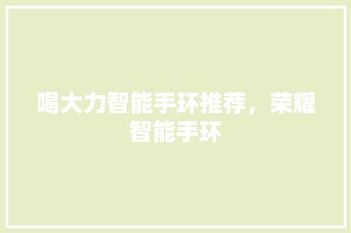 喝大力智能手环推荐，荣耀智能手环