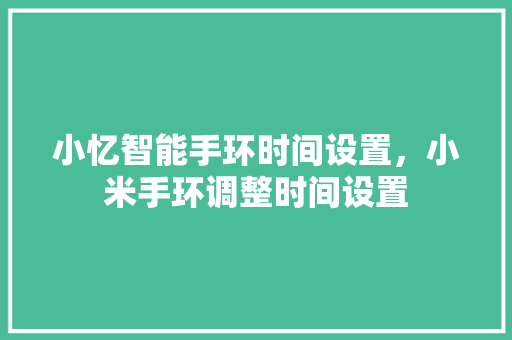 小忆智能手环时间设置，小米手环调整时间设置