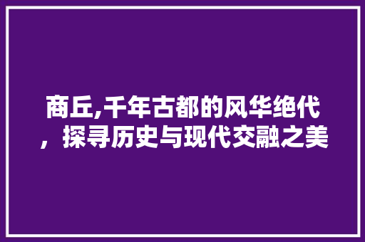 商丘,千年古都的风华绝代，探寻历史与现代交融之美  第1张