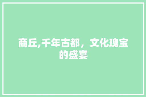 商丘,千年古都，文化瑰宝的盛宴  第1张