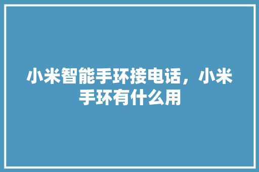 小米智能手环接电话，小米手环有什么用