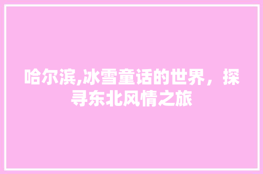 哈尔滨,冰雪童话的世界，探寻东北风情之旅  第1张