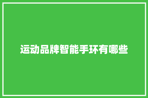 运动品牌智能手环有哪些