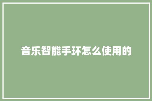 音乐智能手环怎么使用的