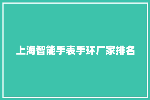 上海智能手表手环厂家排名
