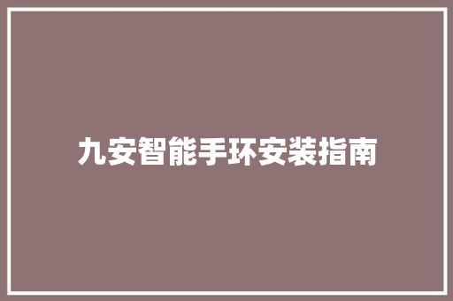 九安智能手环安装指南  第1张