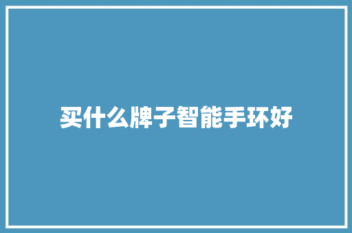 买什么牌子智能手环好