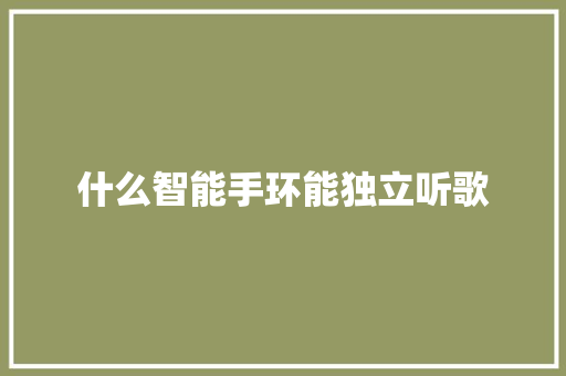 什么智能手环能独立听歌