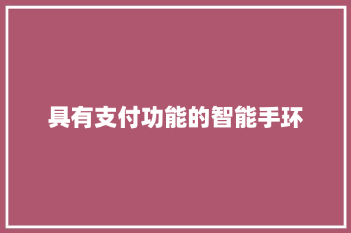 具有支付功能的智能手环